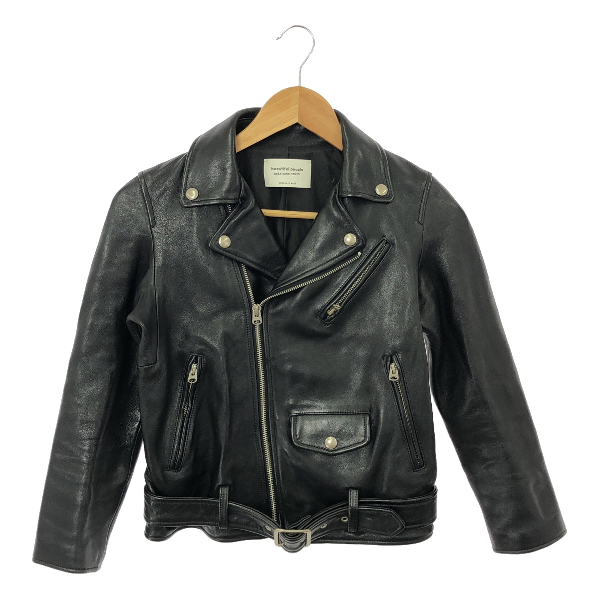 beautiful people / ビューティフルピープル | vintage leather riders jacket ヴィンテージレザー ダブル ライダースジャケット | 140 | ブラック | レディース