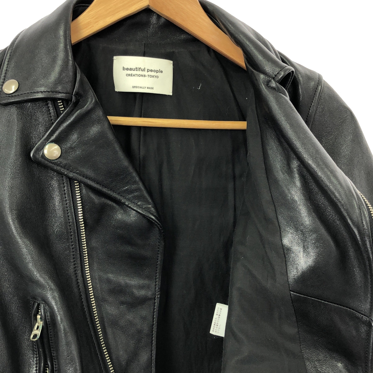 beautiful people / ビューティフルピープル | vintage leather riders jacket ヴィンテージレザー ダブル ライダースジャケット | 140 | ブラック | レディース