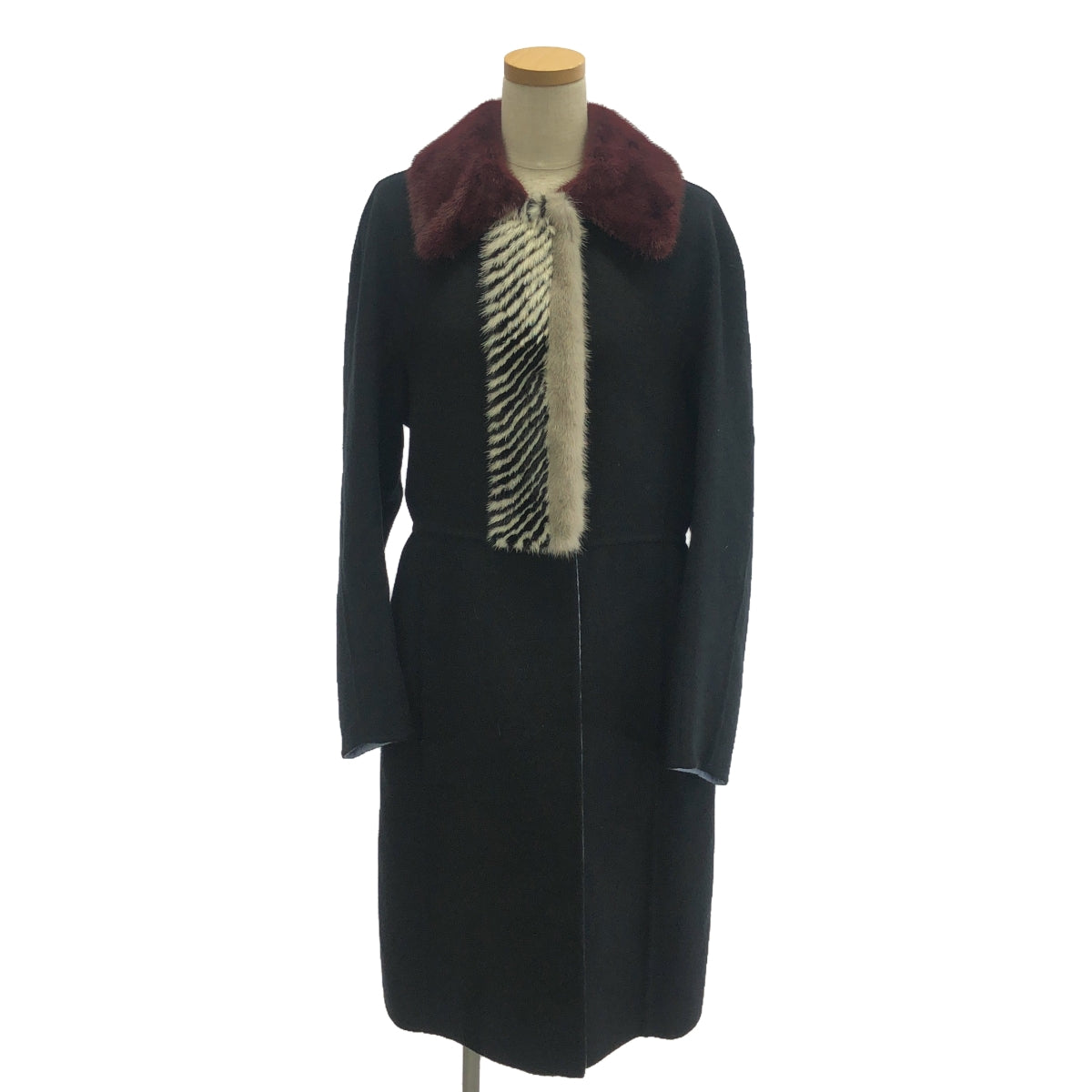 FENDI | Cashmere real fur long coat | 44 | Black | Women's