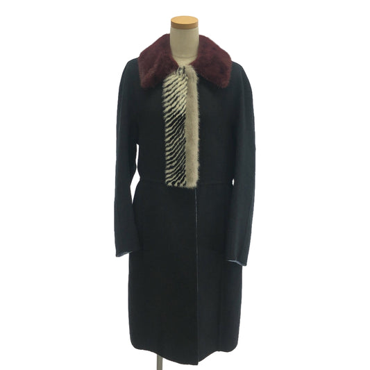 FENDI | Cashmere real fur long coat | 44 | Black | Women's