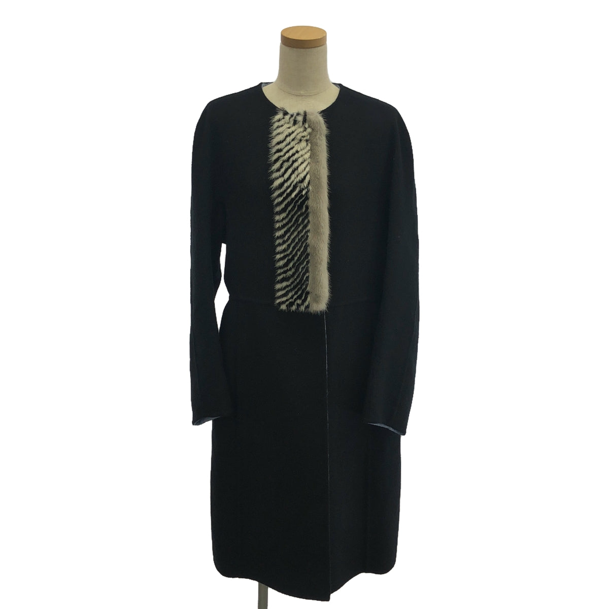 FENDI | Cashmere real fur long coat | 44 | Black | Women's