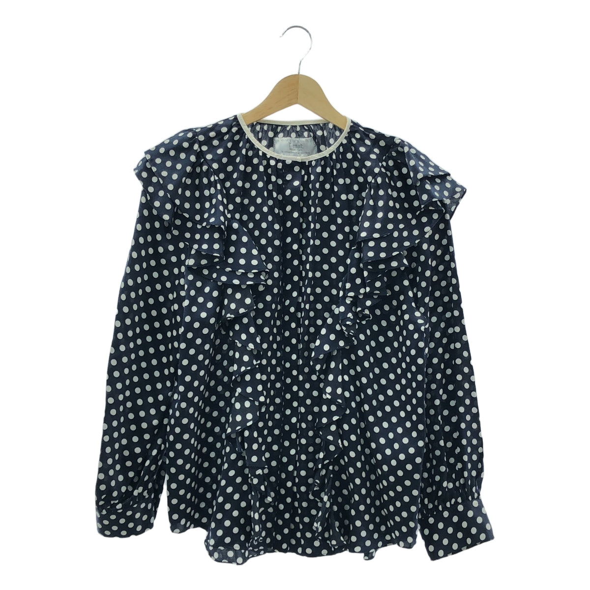 Drawer / Drawer | ×T-mat Masaki-Paris 圓點絲棉荷葉邊襯衫 | 1 | 海軍藍 / 白色 | 女款