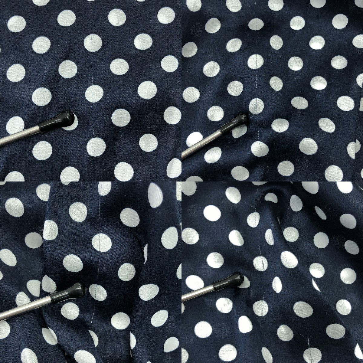 Drawer / ドゥロワー | ×T-mat Masaki-Paris ドット シルクコットン フリル ブラウス | 1 | ネイビー / ホワイト | レディース