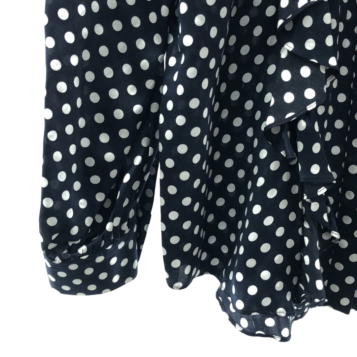 Drawer / Drawer | ×T-mat Masaki-Paris 圓點絲棉荷葉邊襯衫 | 1 | 海軍藍 / 白色 | 女款