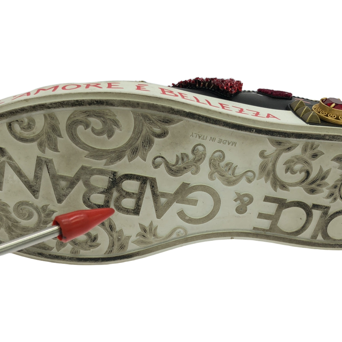 DOLCE &amp; GABBANA / Dolce &amp; Gabbana Dolgaba | PORTOFINO / Nappa calfskin patch and applique sneakers | 37 1/2 | Women's