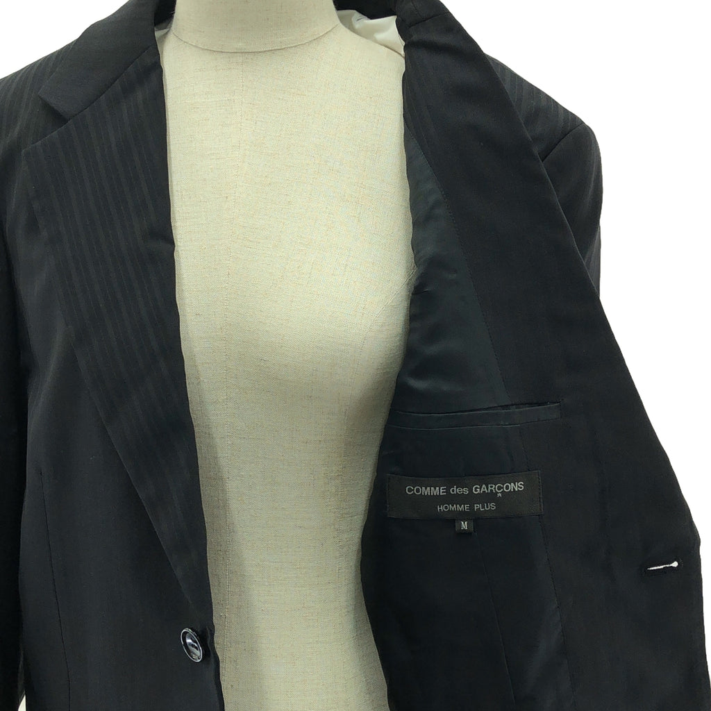 【美品】  COMME des GARCONS HOMME PLUS / コムデギャルソンオムプリュス | 2024SS | ウール ジャガード シングルブレスト ジャケット / 着脱可付け襟 | M | ブラック | メンズ