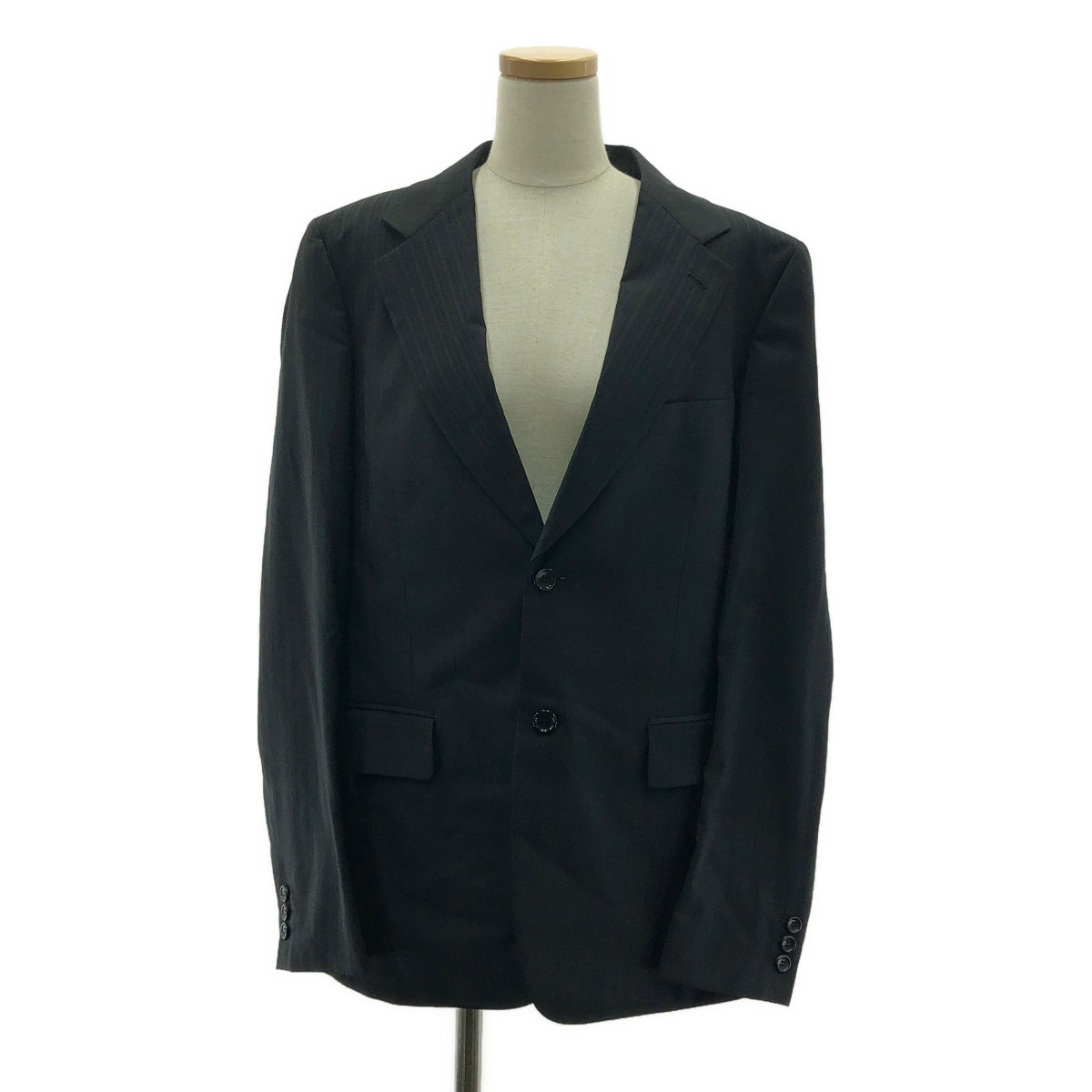 【美品】  COMME des GARCONS HOMME PLUS / コムデギャルソンオムプリュス | 2024SS | ウール ジャガード シングルブレスト ジャケット / 着脱可付け襟 | M | ブラック | メンズ