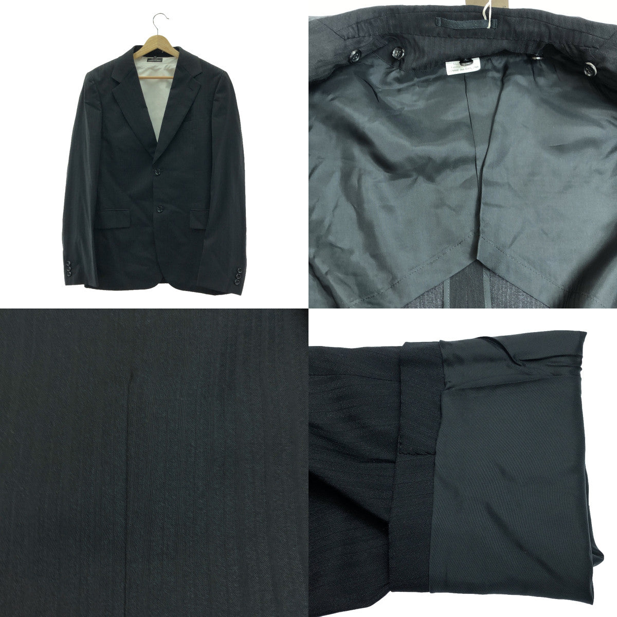【美品】  COMME des GARCONS HOMME PLUS / コムデギャルソンオムプリュス | 2024SS | ウール ジャガード シングルブレスト ジャケット / 着脱可付け襟 | M | ブラック | メンズ