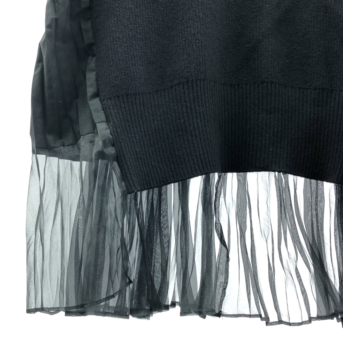 sacai | 針織對接褶襯衫裙 | 尺寸 2 | 黑色 | 女款