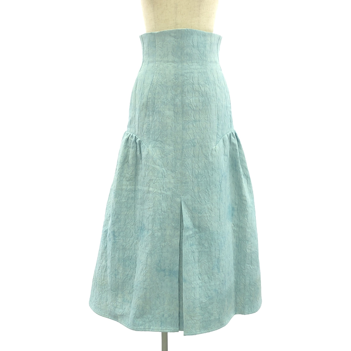 Mame Kurogouchi / 마메쿠로고우치 | 2024SS | Unlevel Dyeing Box Pleats Skirt / 자가드 스커트 | 1 | blue |