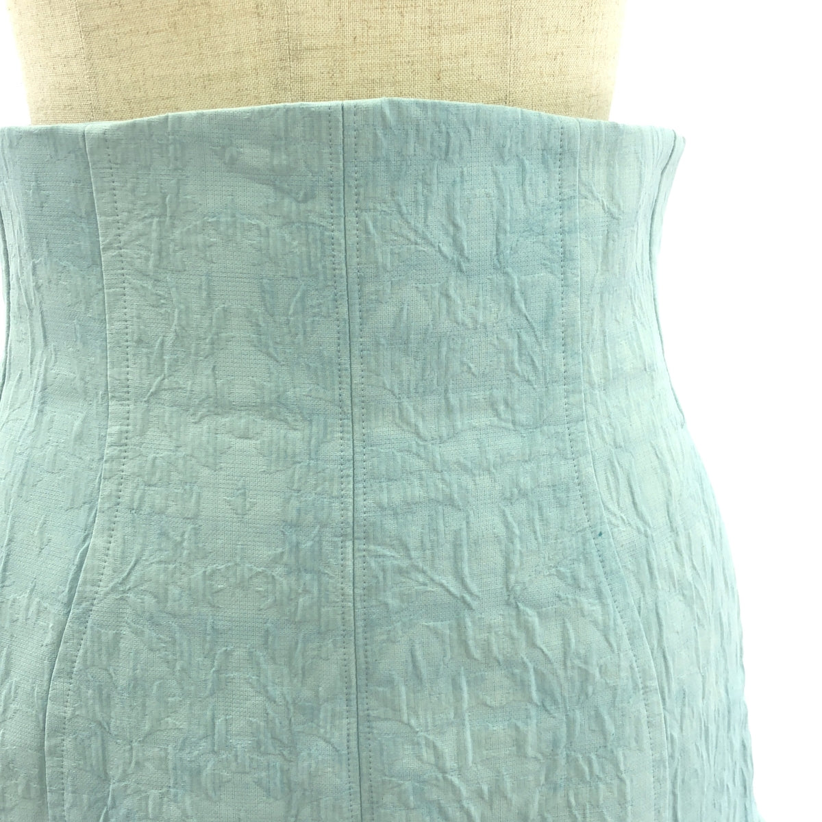 Mame Kurogouchi | 2024SS | Unlevel Dyeing Box Pleats Skirt | Jacquard Skirt | 1 | blue | Women's