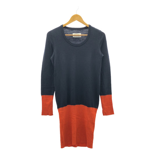 MM6 Maison Martin Margiela | 2009AW | Kokonoe wool, cashmere, angora, bicolor knit dress | M | Navy/Orange | Women's