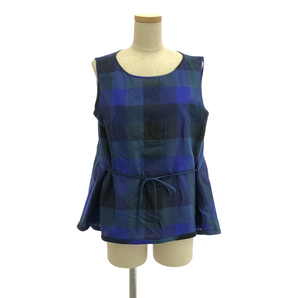 【美品】  mina perhonen / ミナペルホネン | join ブロックチェックシャツ | 38 | ネイビー | レディース