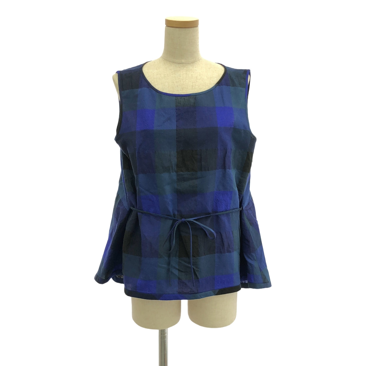 [狀況良好] mina perhonen |加入塊格子襯衫 | 38 |海軍 |女性的