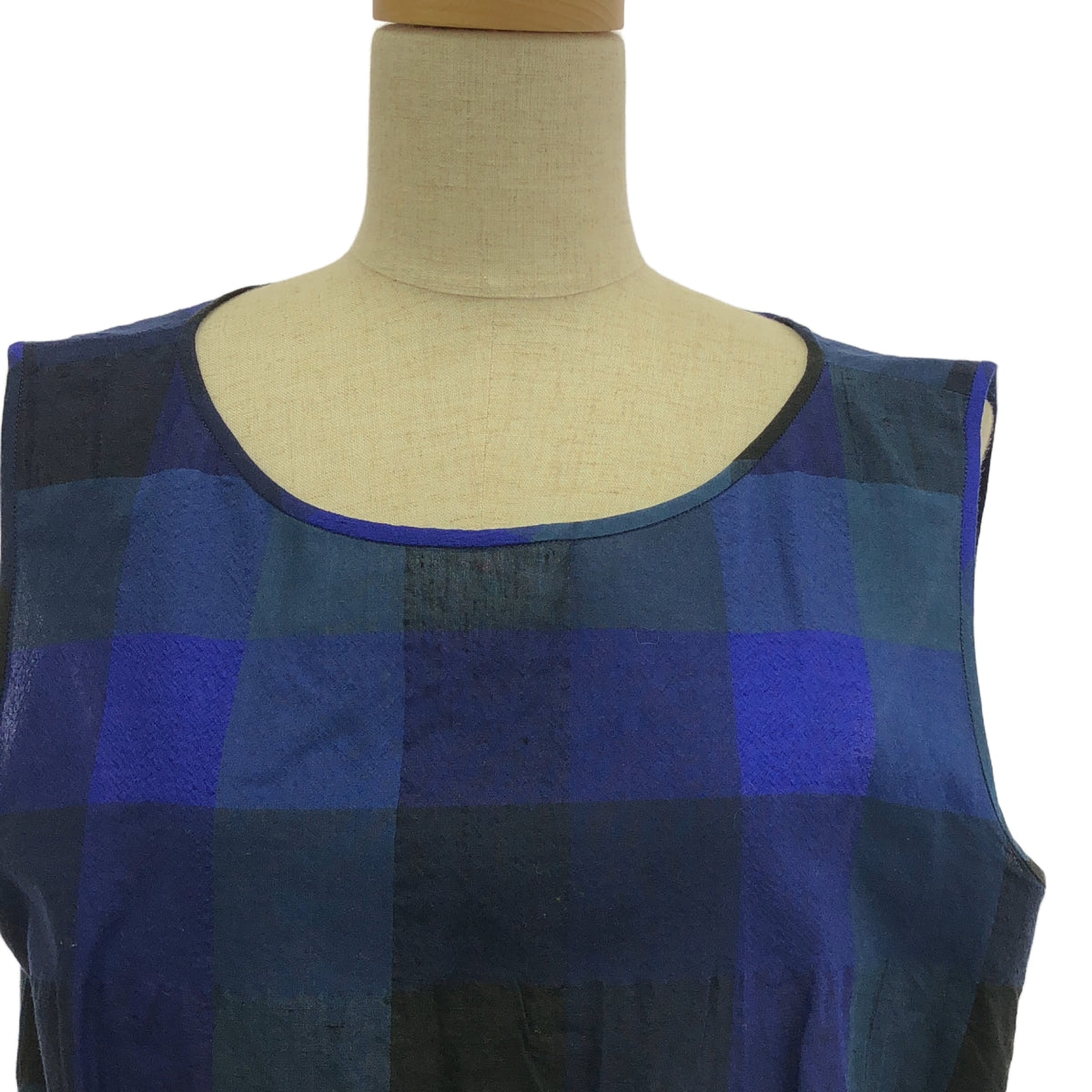 [狀況良好] mina perhonen |加入塊格子襯衫 | 38 |海軍 |女性的