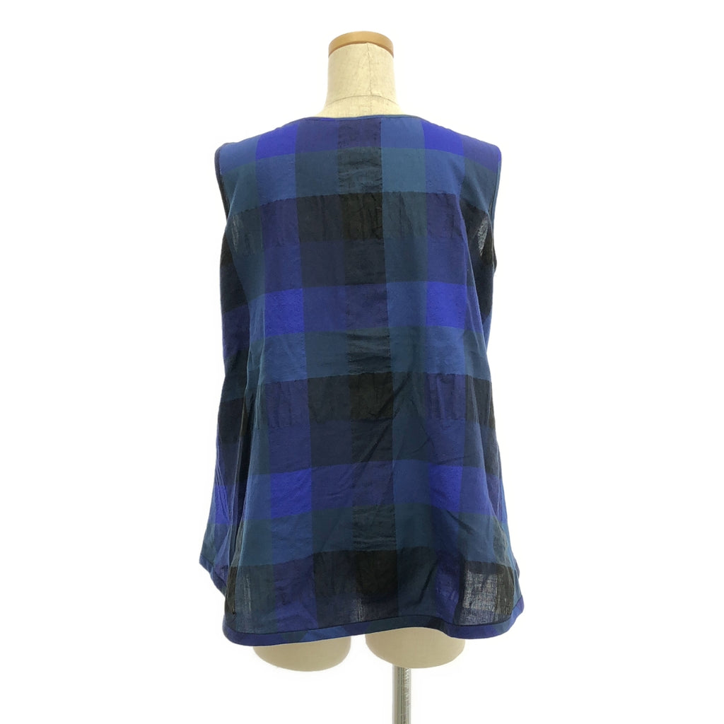 【美品】  mina perhonen / ミナペルホネン | join ブロックチェックシャツ | 38 | ネイビー | レディース