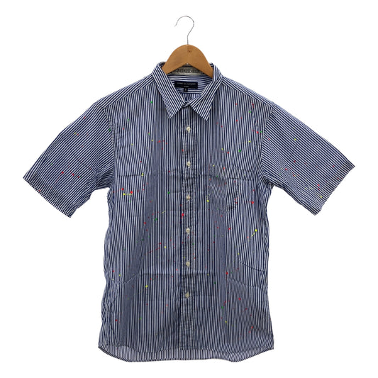 【美品】  COMME des GARCONS HOMME / コムデギャルソンオム | 2015SS | × INDIVIDUALIZED SHIRTS 別注 ペンキ加工 ストライプ シャツ | S | ネイビー/ホワイト | メンズ