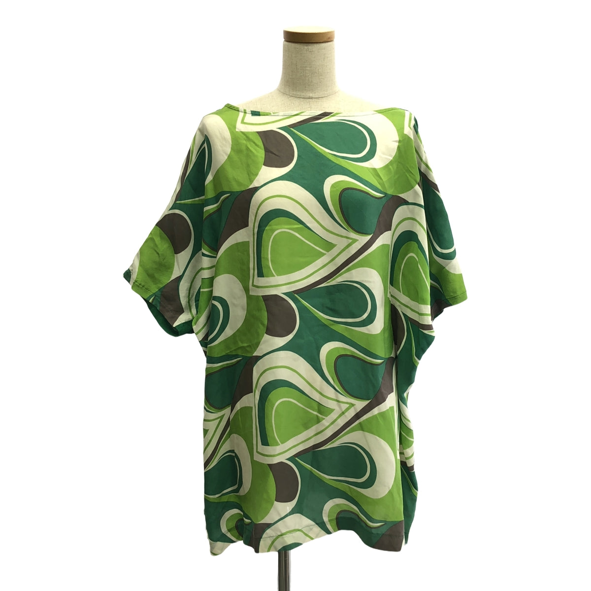 JUNYA WATANABE COMME des GARCONS / ジュンヤワタナベ | 2010SS | シルク コットン 切替 柄 ワンピース | M | グリーン系 | レディース