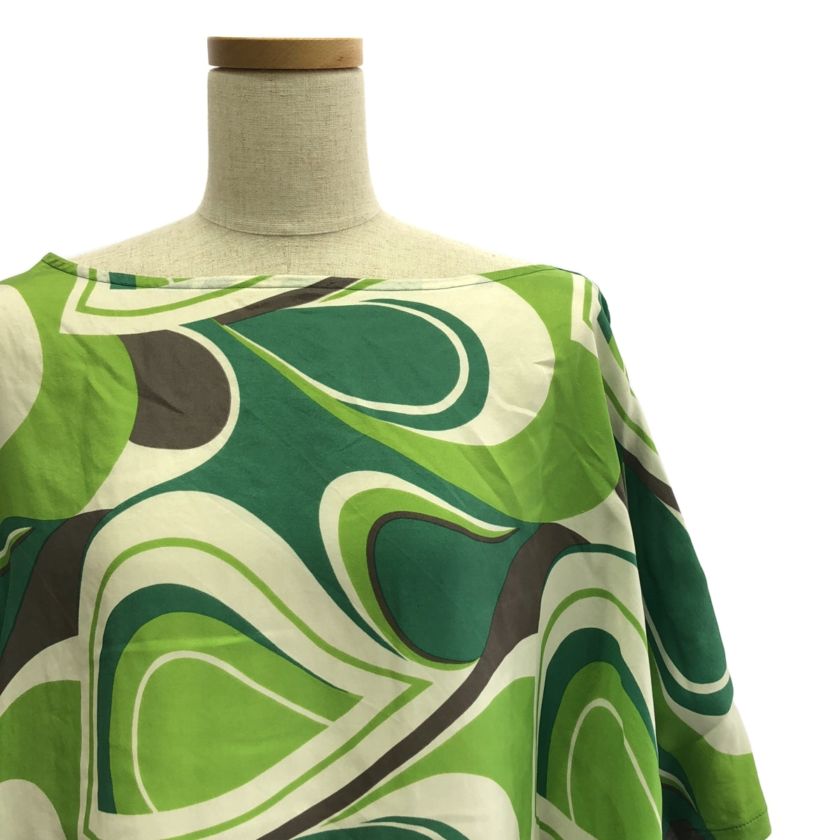 JUNYA WATANABE COMME des GARCONS / ジュンヤワタナベ | 2010SS | シルク コットン 切替 柄 ワンピース | M | グリーン系 | レディース