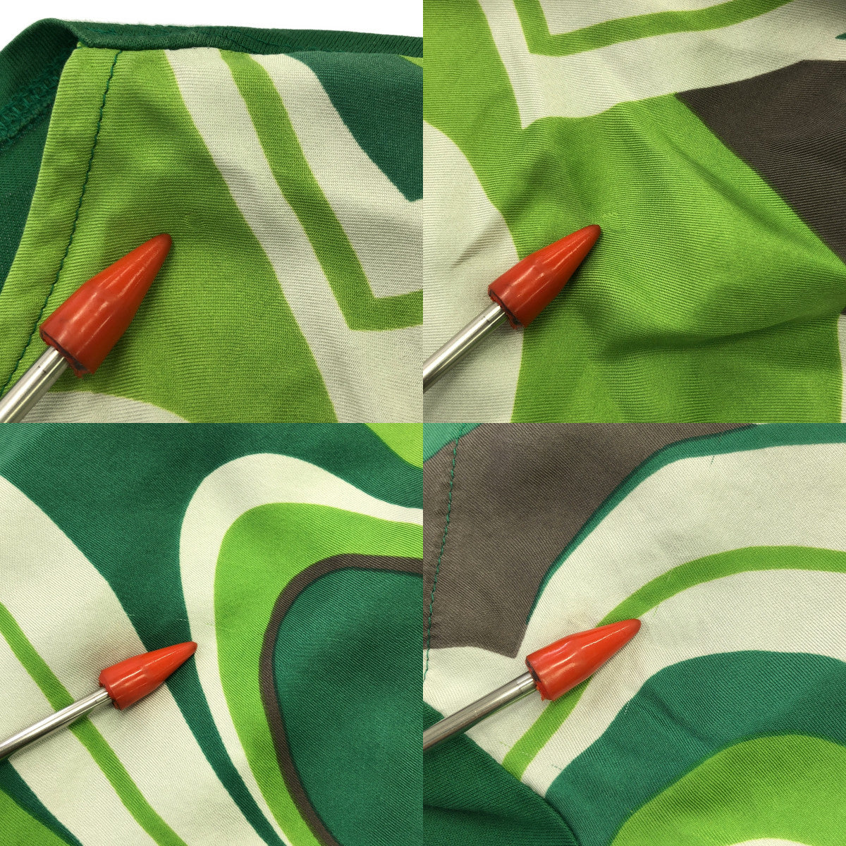 JUNYA WATANABE COMME des GARCONS / ジュンヤワタナベ | 2010SS | シルク コットン 切替 柄 ワンピース | M | グリーン系 | レディース