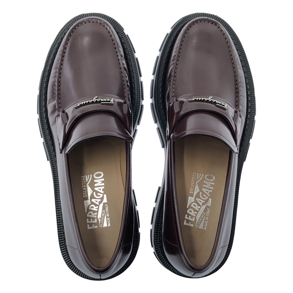 Salvatore Ferragamo / サルヴァトーレフェラガモ | ロゴ レザー コインローファー | 8 | ダークブラウン | メンズ