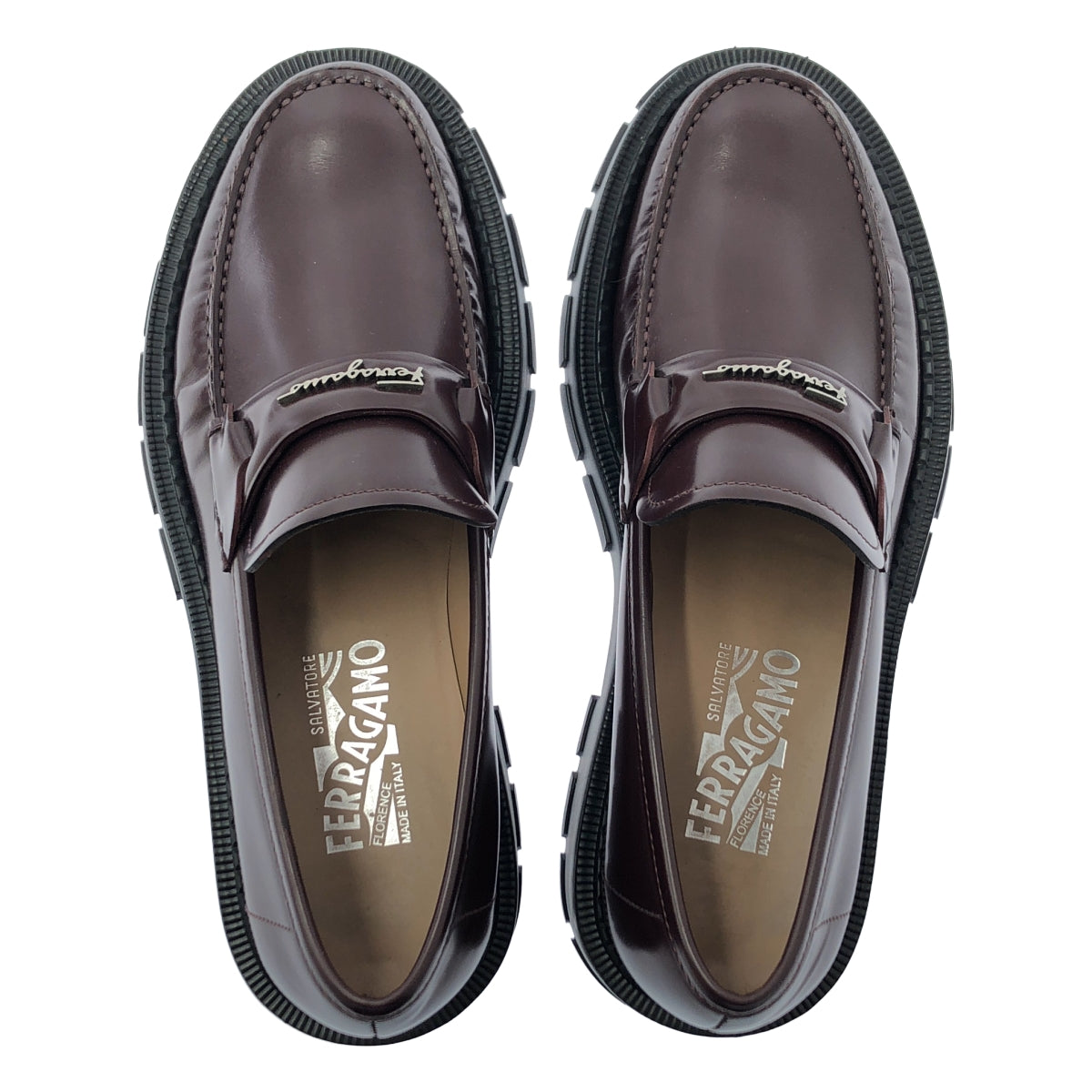 Salvatore Ferragamo / サルヴァトーレフェラガモ | ロゴ レザー コインローファー | 8 | ダークブラウン | メンズ