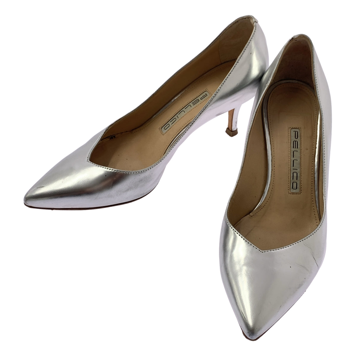PELLICO / 페리코 | 특허 가죽 메탈릭 포인티드 투 힐 펌프스 | 35 | 여성