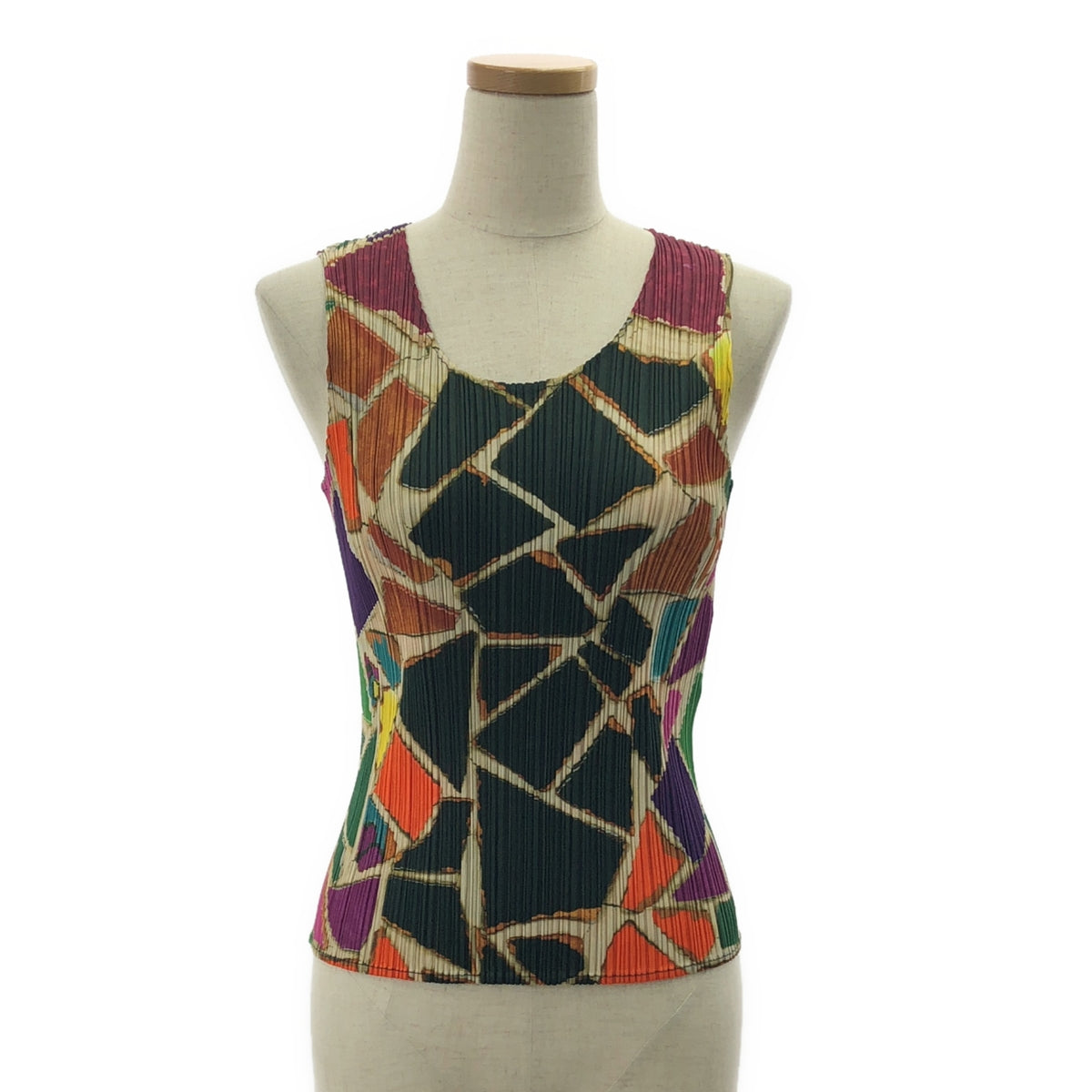 【美品】  PLEATS PLEASE ISSEY MIYAKE / プリーツプリーズイッセイミヤケ | 2003AW | 総柄 ノースリーブ トップス | 3 | マルチカラー | レディース