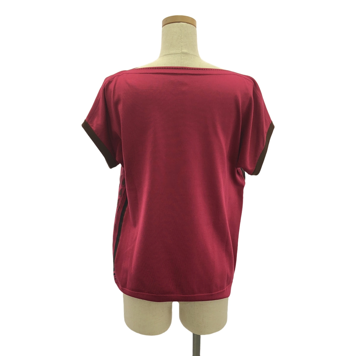 HERMES / 헤르메스 | 실크 다른 소재 전환 총 무늬 리브 니트 풀오버 | 핑크 | 여성