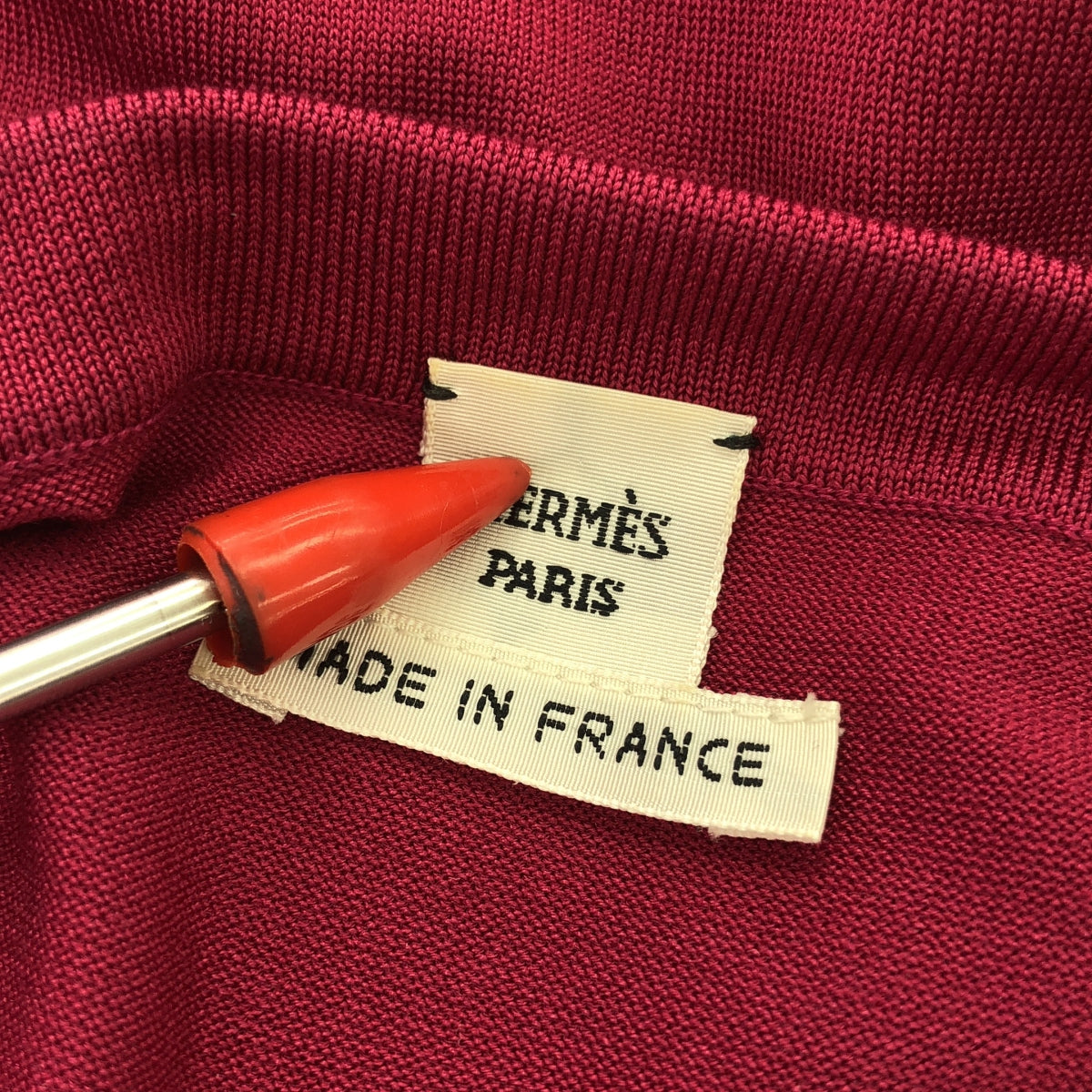 HERMES / 헤르메스 | 실크 다른 소재 전환 총 무늬 리브 니트 풀오버 | 핑크 | 여성