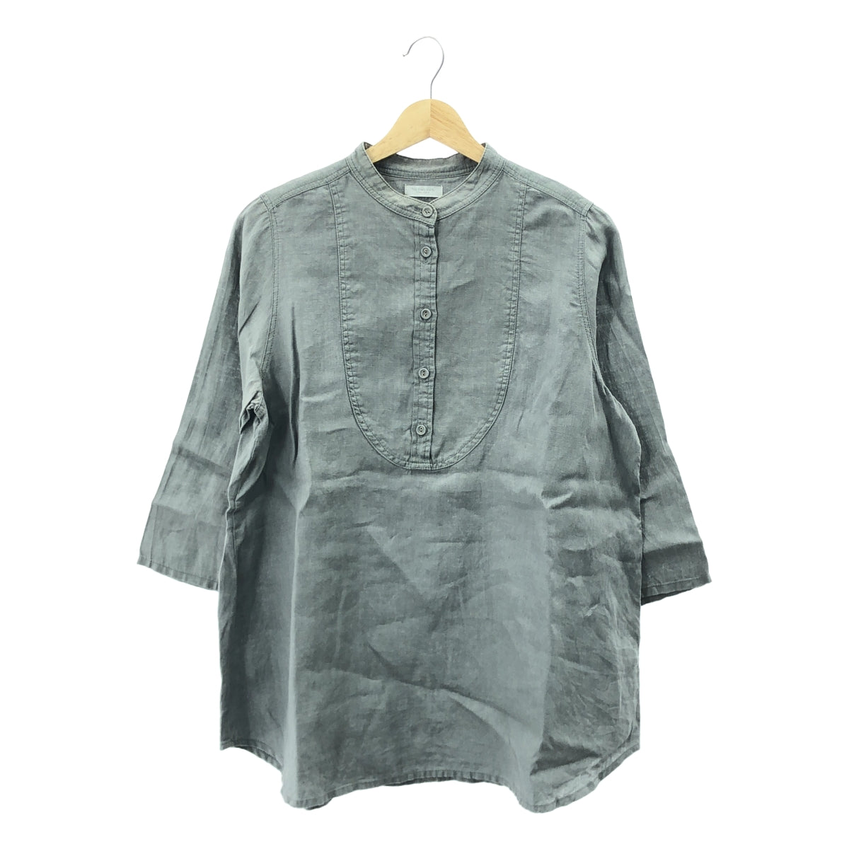 fog linen work / フォグリネンワーク | リネン バンドカラー シャツ | グレー | レディース