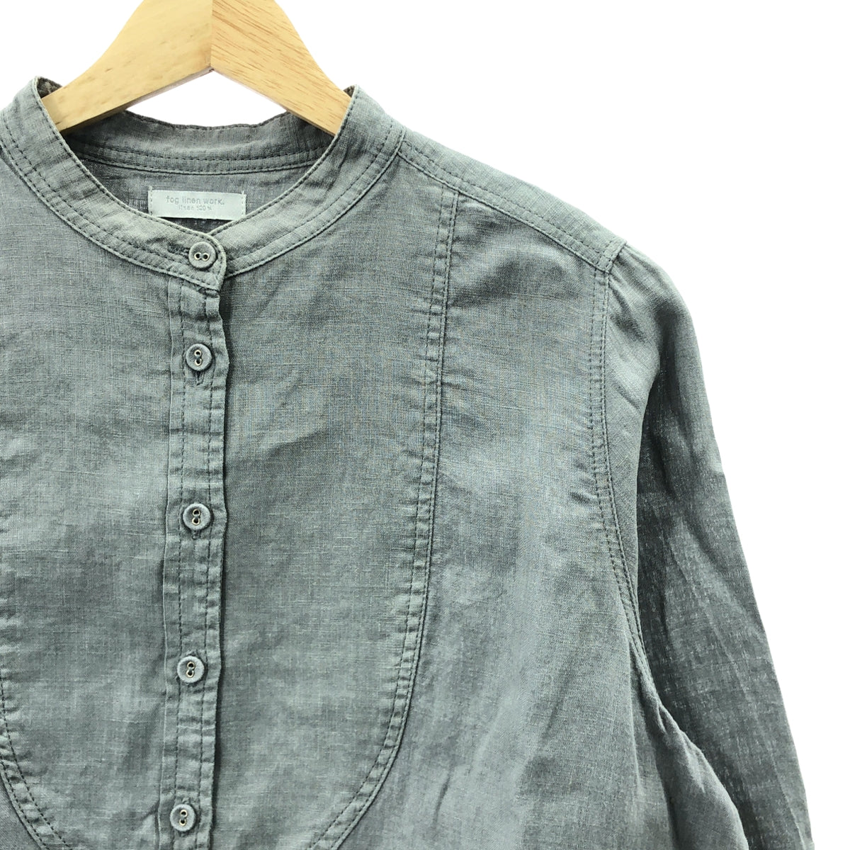 fog linen work / フォグリネンワーク | リネン バンドカラー シャツ | グレー | レディース