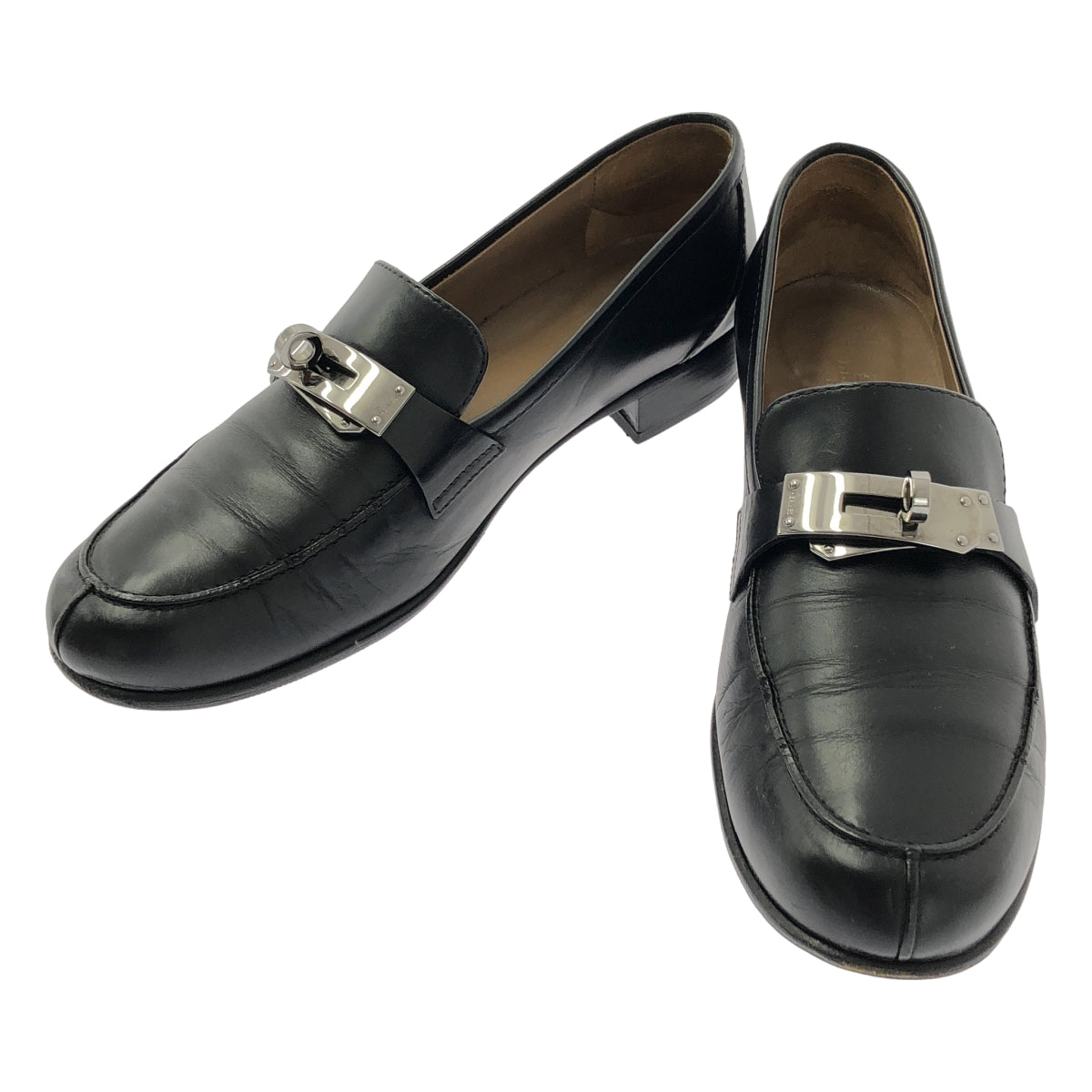 【미품】 HERMES / 헤르메스 | Destin / 데스탄 가죽 켈리 버클 로고 로퍼 가죽 신발 | 36 | 블랙 | 여성