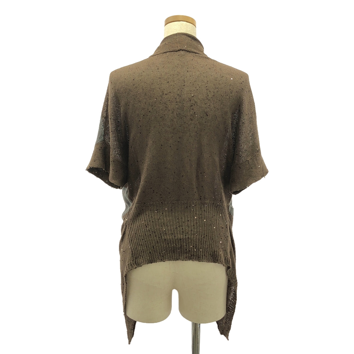 BRUNELLO CUCINELLI | Linen silk sequin knit cardigan | M | Brown/Grey | Women's