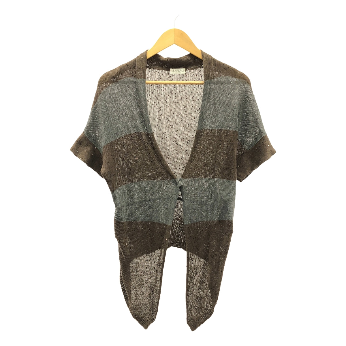 BRUNELLO CUCINELLI | Linen silk sequin knit cardigan | M | Brown/Grey | Women's