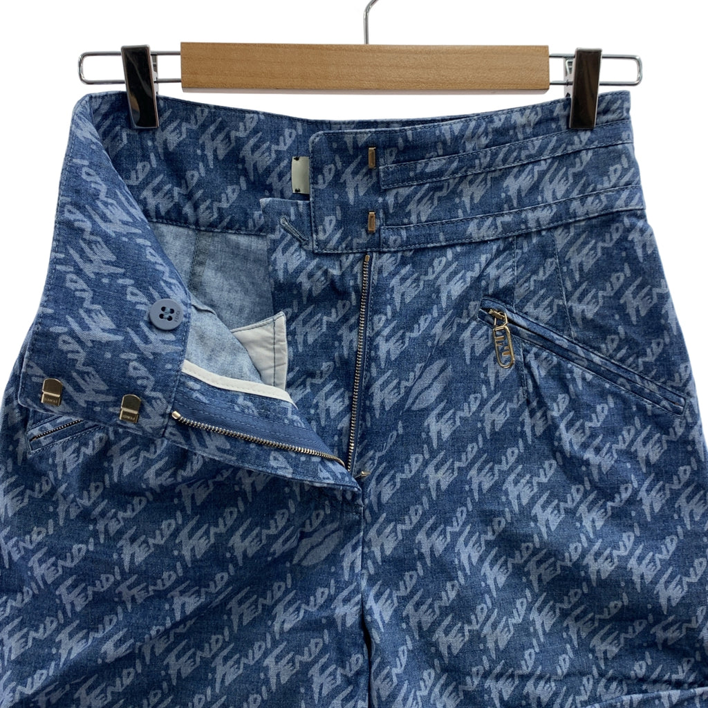 FENDI | 滿印 Logo Zucca 拉鍊短褲 | 尺寸 40 | 女款