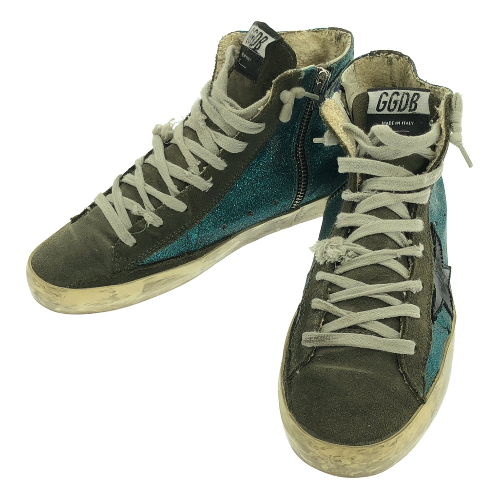 金鵝 (GOLDEN GOOSE) | FRANCY 復古側拉鍊高筒運動鞋 | 36碼 | 藍色 | 女款