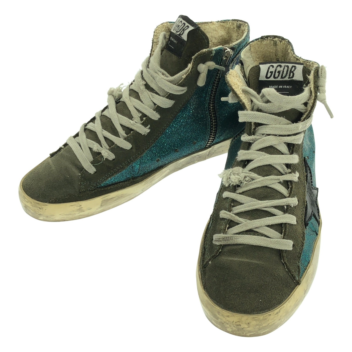 金鵝 (GOLDEN GOOSE) | FRANCY 復古側拉鍊高筒運動鞋 | 36碼 | 藍色 | 女款