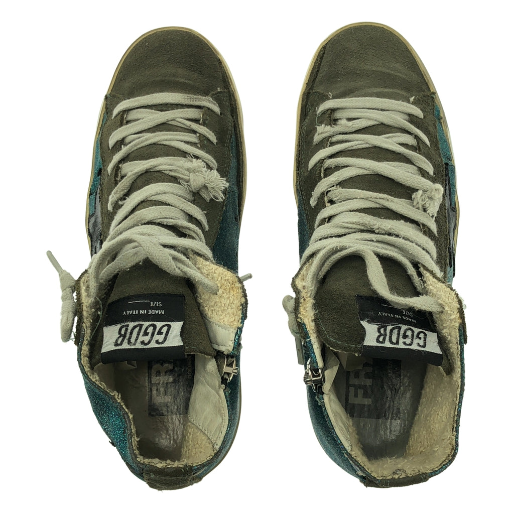 金鵝 (GOLDEN GOOSE) | FRANCY 復古側拉鍊高筒運動鞋 | 36碼 | 藍色 | 女款