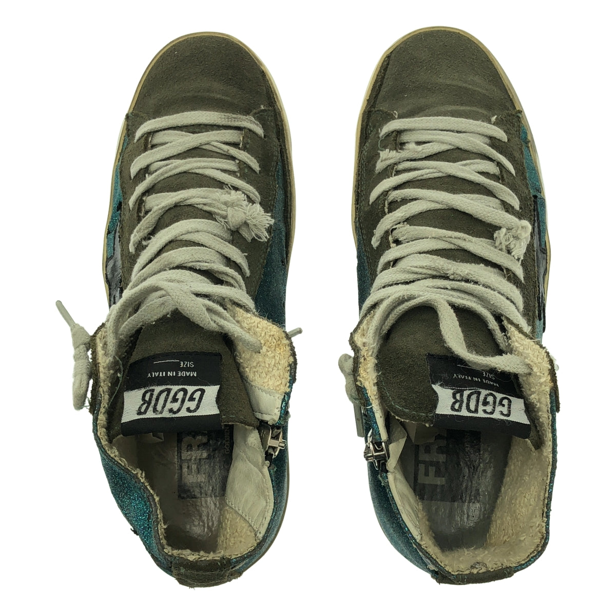 金鵝 (GOLDEN GOOSE) | FRANCY 復古側拉鍊高筒運動鞋 | 36碼 | 藍色 | 女款