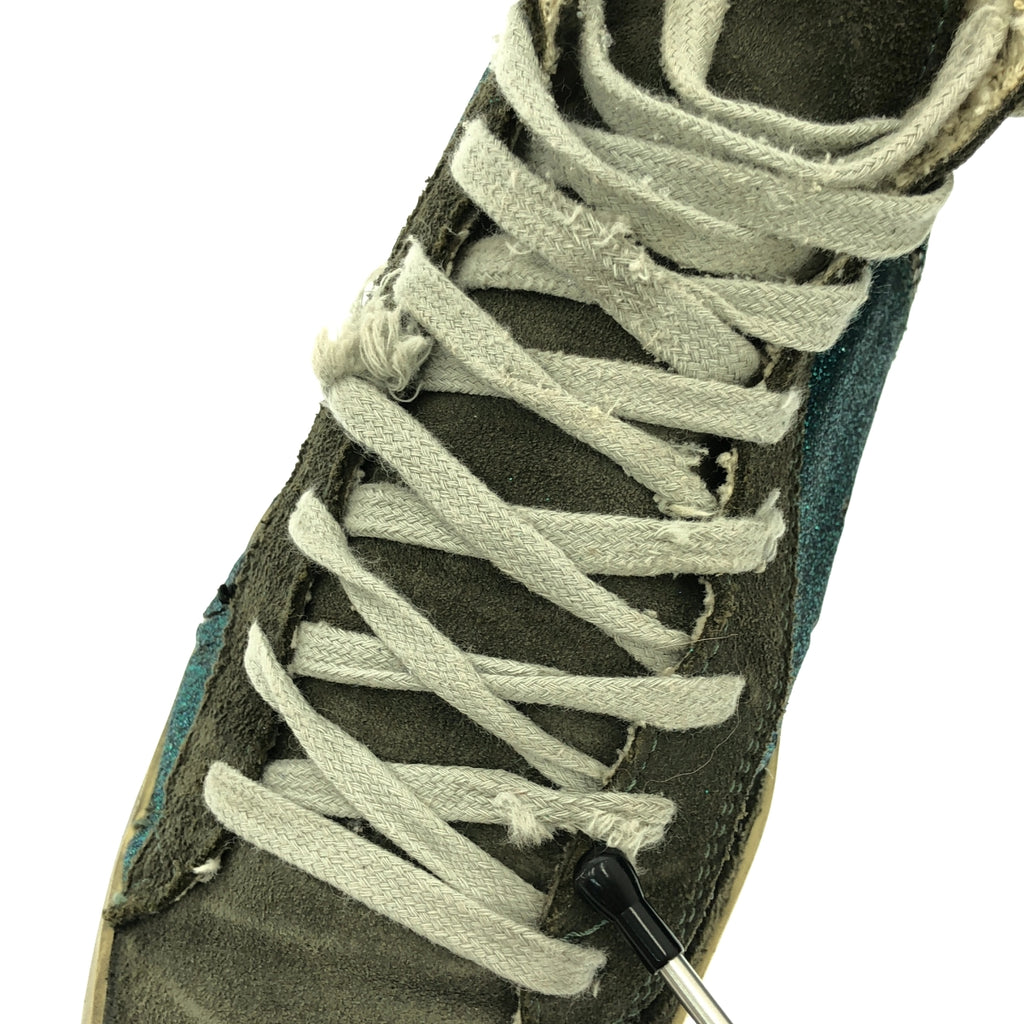 金鵝 (GOLDEN GOOSE) | FRANCY 復古側拉鍊高筒運動鞋 | 36碼 | 藍色 | 女款