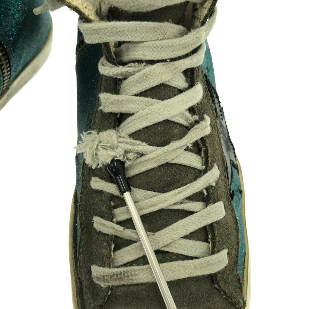 金鵝 (GOLDEN GOOSE) | FRANCY 復古側拉鍊高筒運動鞋 | 36碼 | 藍色 | 女款