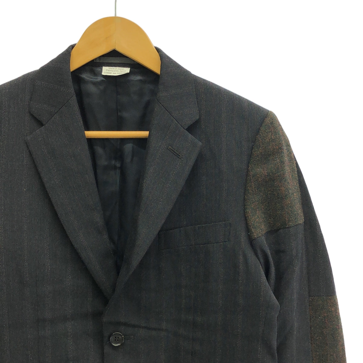 【美品】  COMME des GARCONS HOMME DEUX / コムデギャルソンオムドゥ | 2024AW | ウール ストライプ パッチワーク テーラードジャケット | S | グレー系 | メンズ