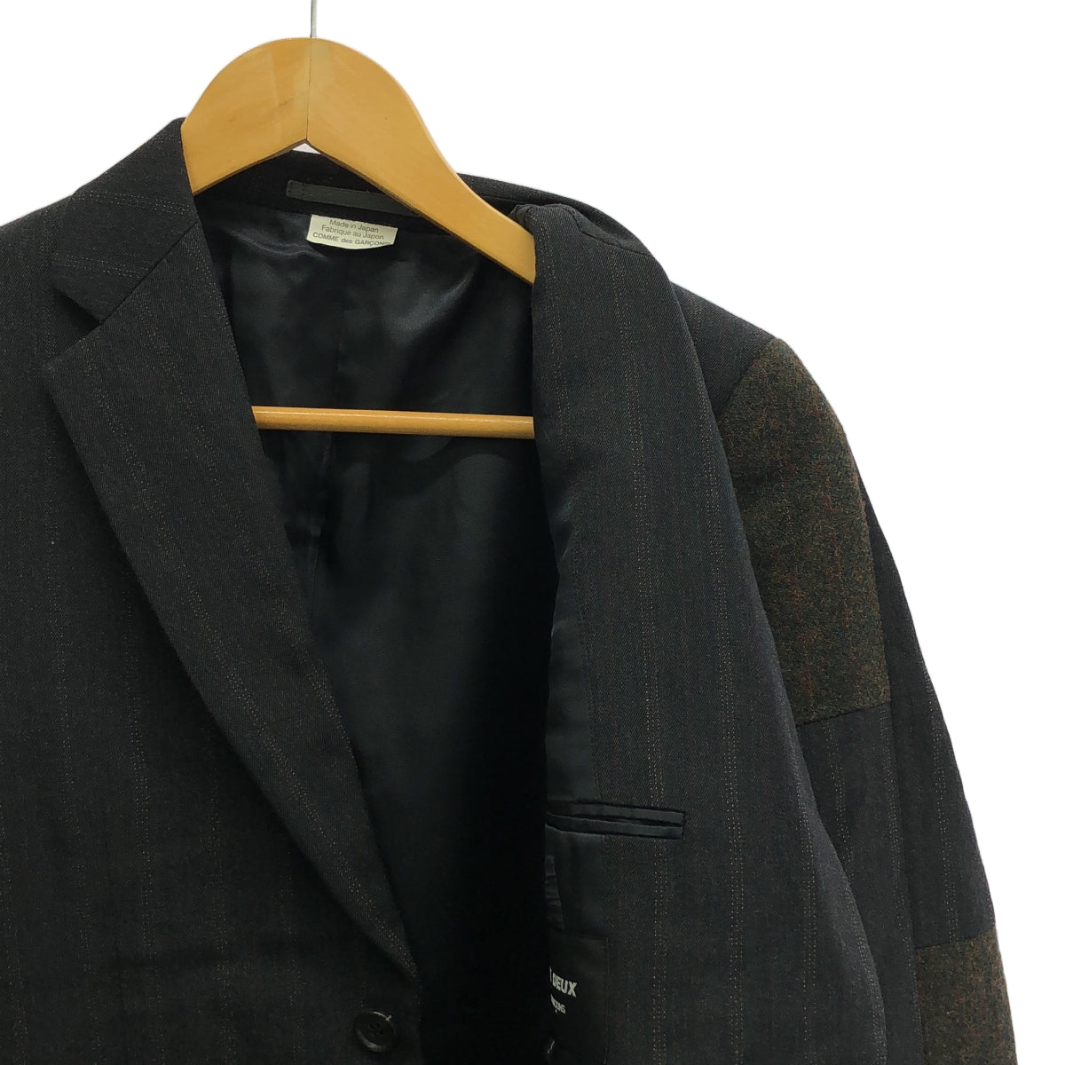 【美品】  COMME des GARCONS HOMME DEUX / コムデギャルソンオムドゥ | 2024AW | ウール ストライプ パッチワーク テーラードジャケット | S | グレー系 | メンズ