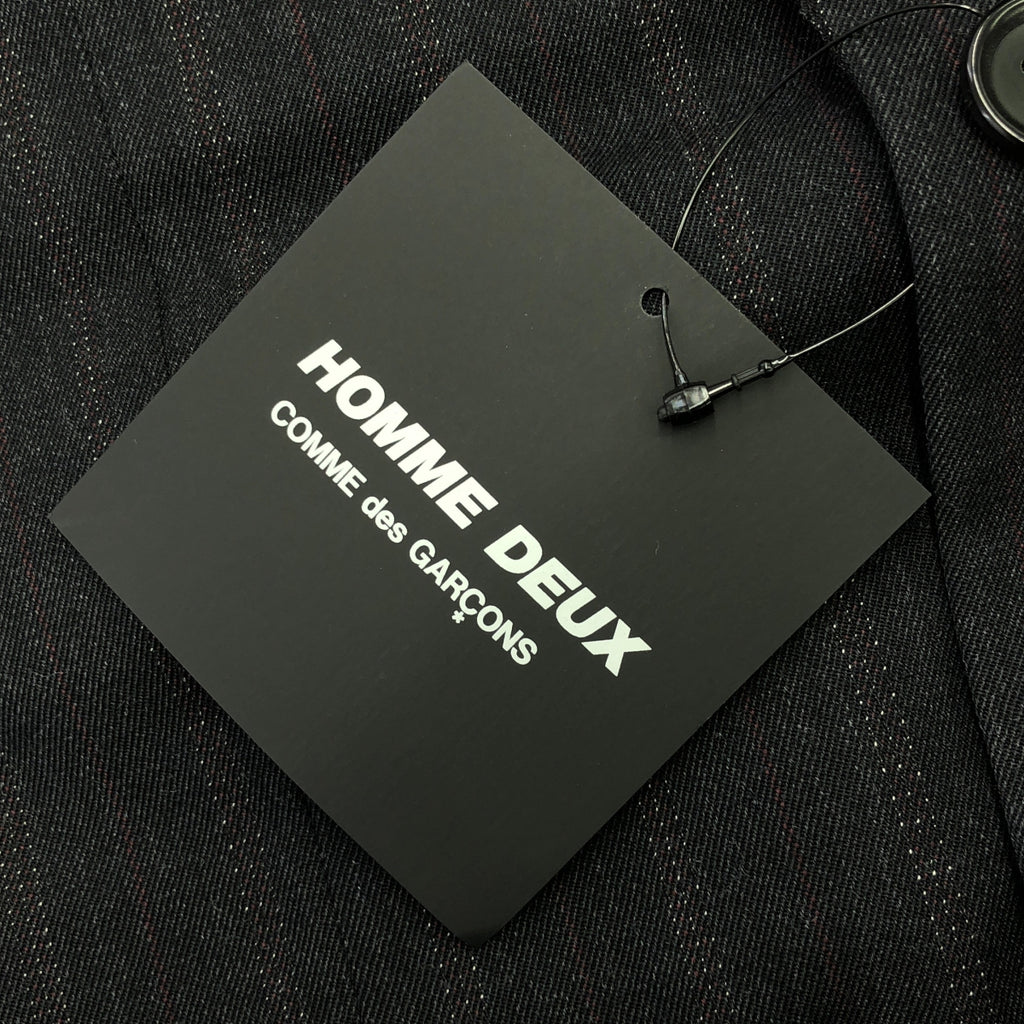 [品相良好] COMME des GARCONS HOMME DEUX | 2024秋冬 |羊毛條紋拼布訂製外套 | S |灰色 |男士