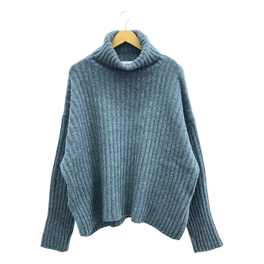 CLANE / クラネ | MIX YARN WIDE RIB TURTLE KNIT TOPS / タートルネック スリット ニット | 1 | ブルー系 | レディース