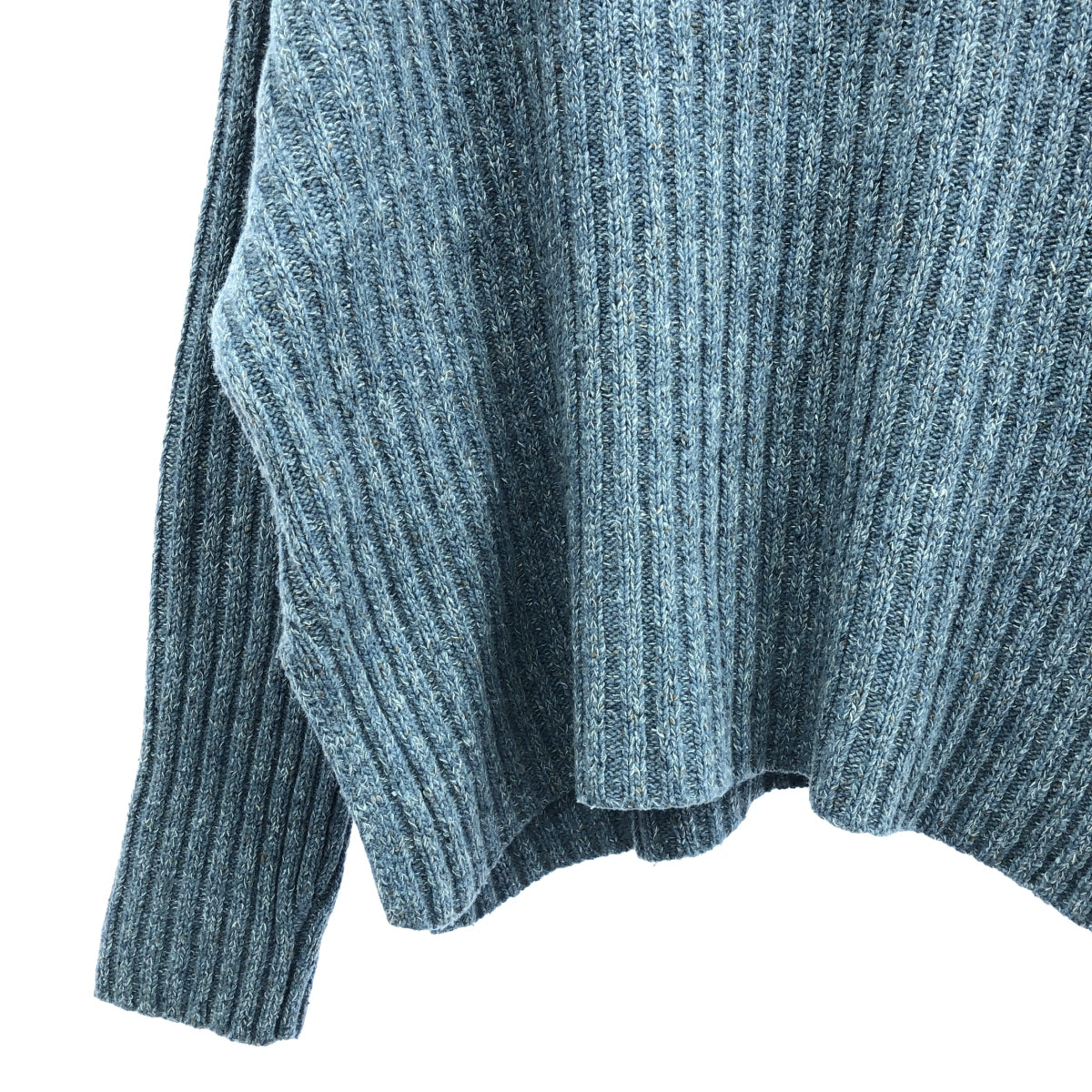 CLANE / CLANE | MIX YARN WIDE RIB TURTLE KNIT TOPS / Turtleneck slit knit | 1 | Blue | Women's