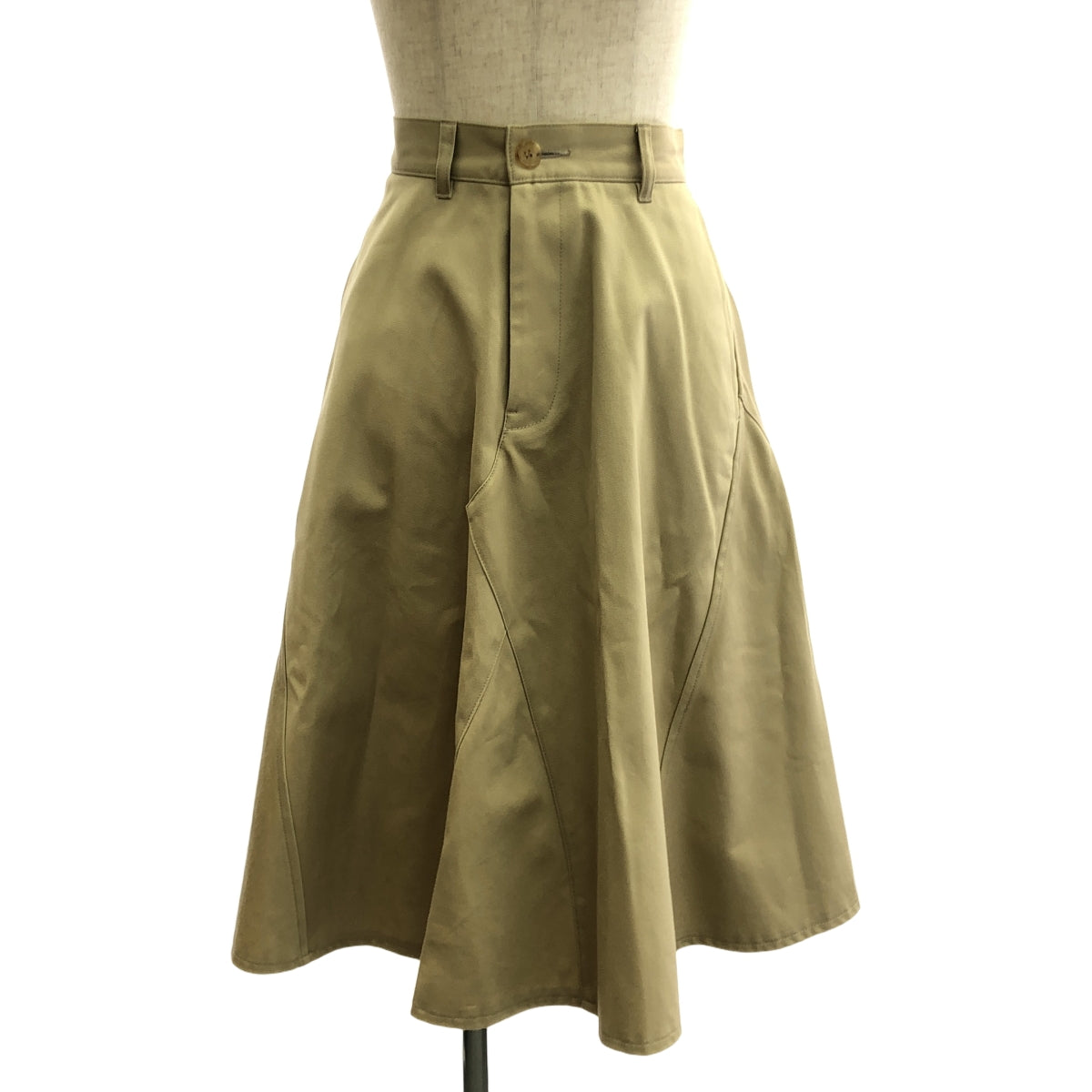 [狀況良好] JUNYA WATANABE COMME des GARCONS / 渡邊淳彌 | 2020SS | 不對稱貼布褲復刻斜紋布裙 | S | 米色 | 女款