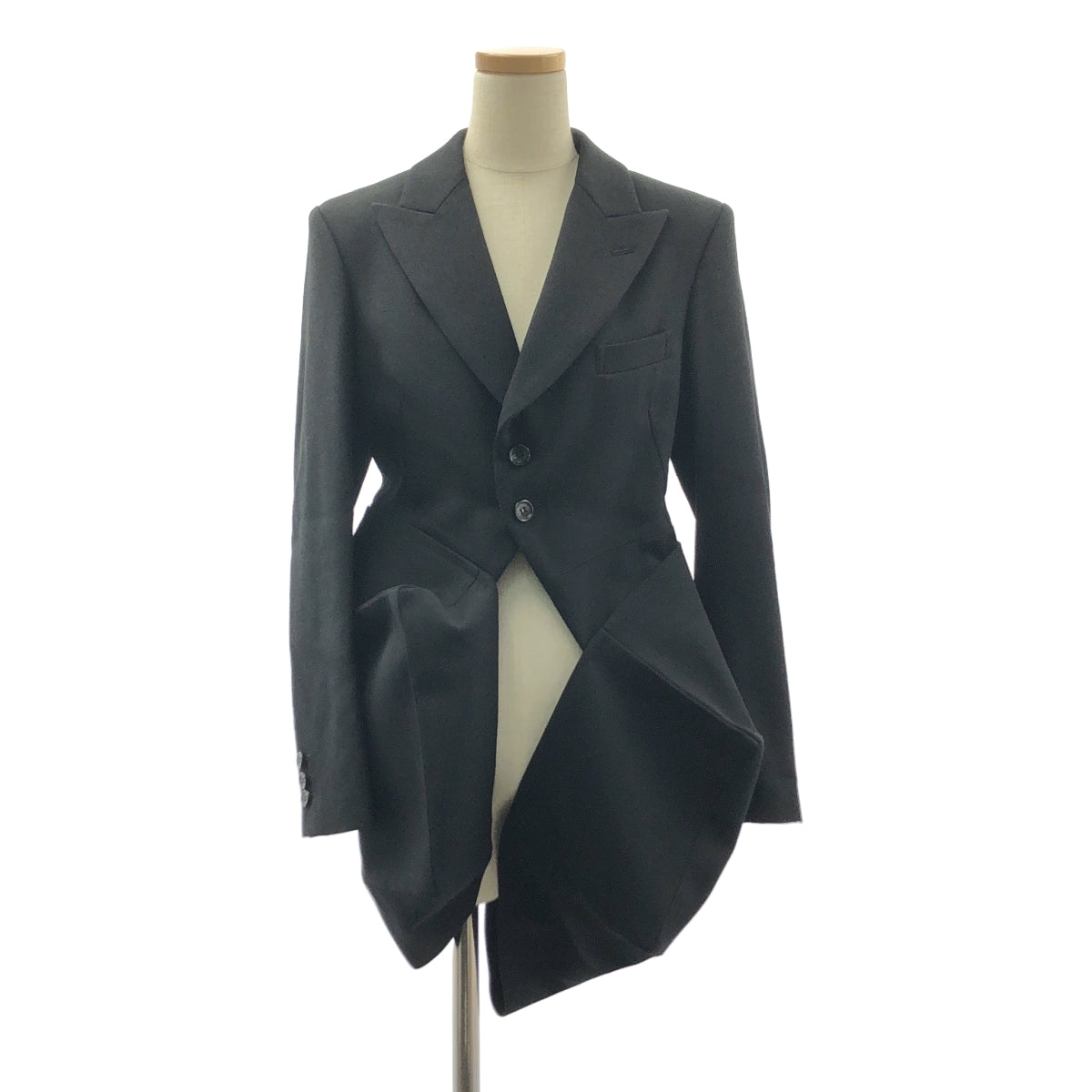 [狀況極佳] COMME des GARÇONS | 2023 秋冬系列 | 不對稱 3D 羊毛單排扣外套 | 附襯 | XS 碼 | 黑色 | 女款