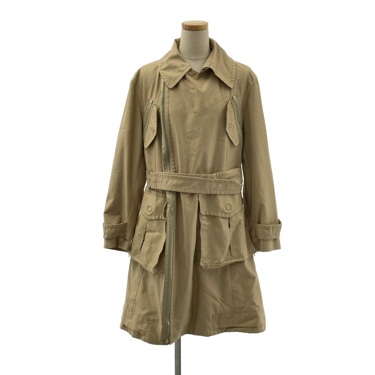 【美品】  MARC JACOBS / マークジェイコブス | オーバーシルエット ジップ ベルテッド コート / 総裏地 | 4 | ベージュ | レディース